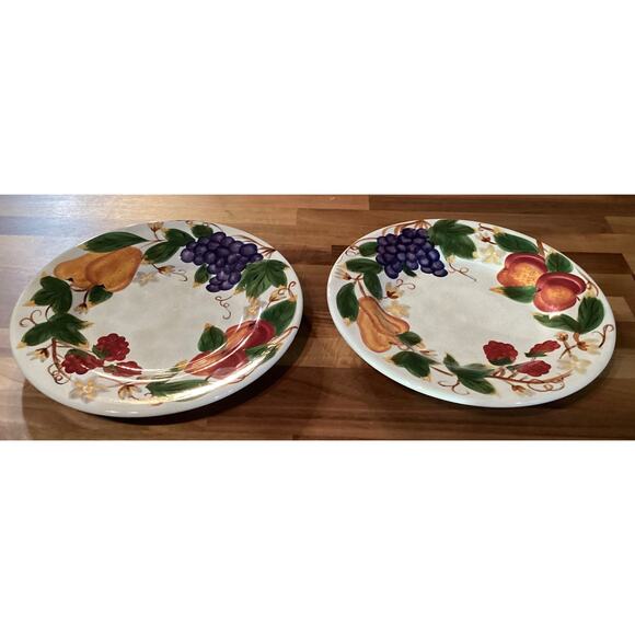 Hannah TableTops Unlimited Hand Painted Collection 11” Dinner Plates Set of 2 - Picture 7 of 10